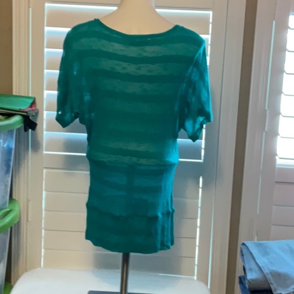 Shasa Teal Striped Women's Blouse - Picture 3 of 7